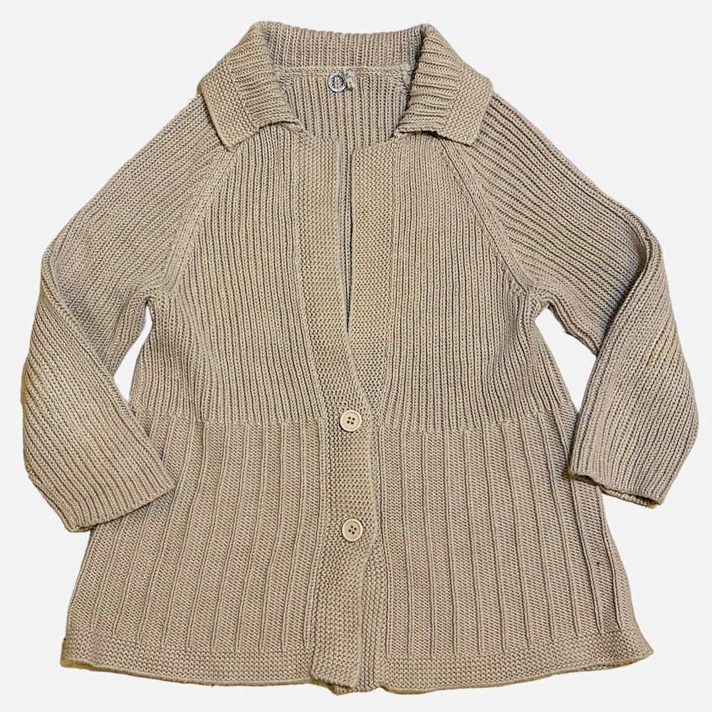 One Girl Who Cardigan Chunky Knit Sweater Taupe Tan Women’s Size M